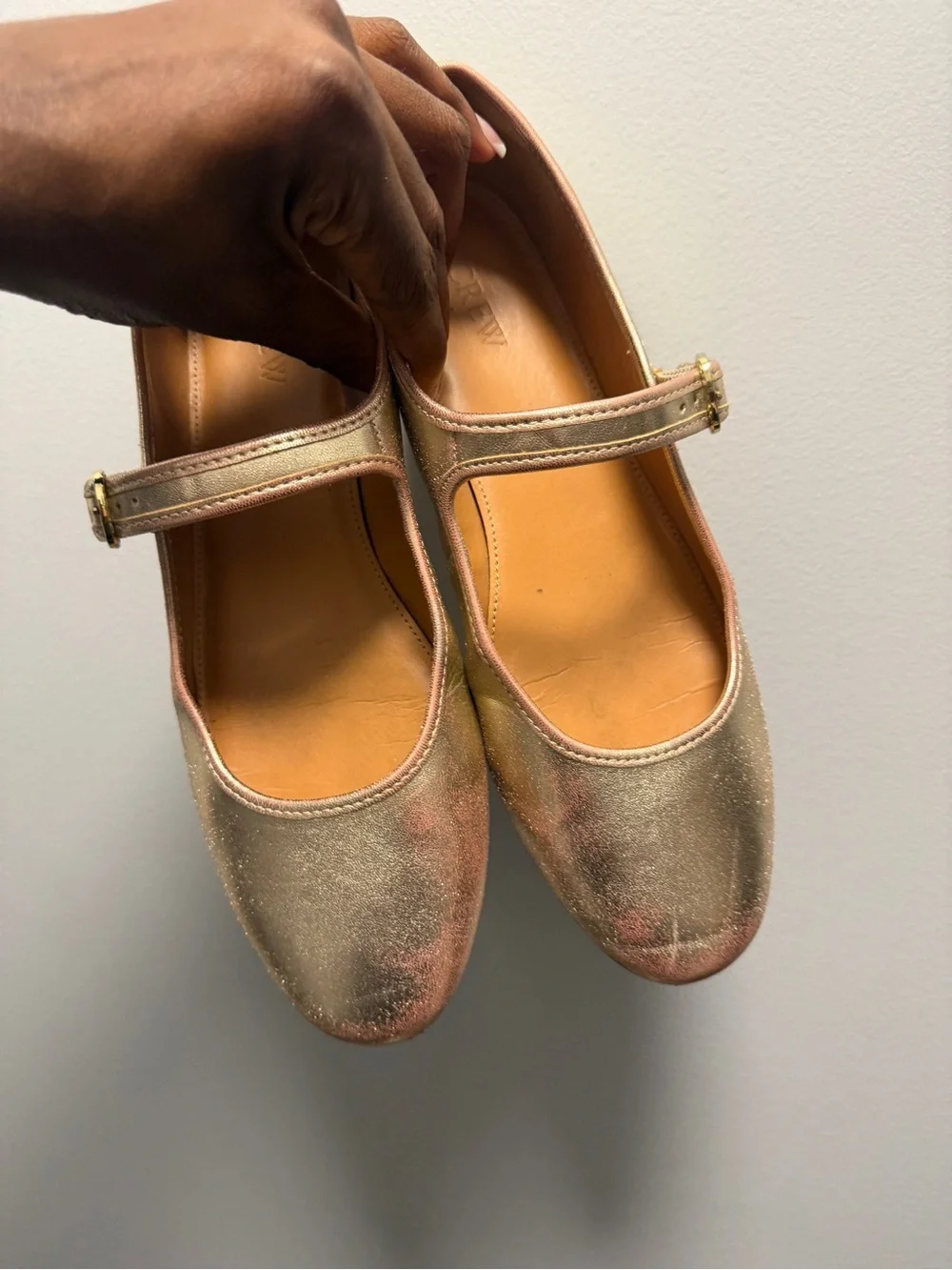 J. Crew Metallic Gold Mary Jane Flats